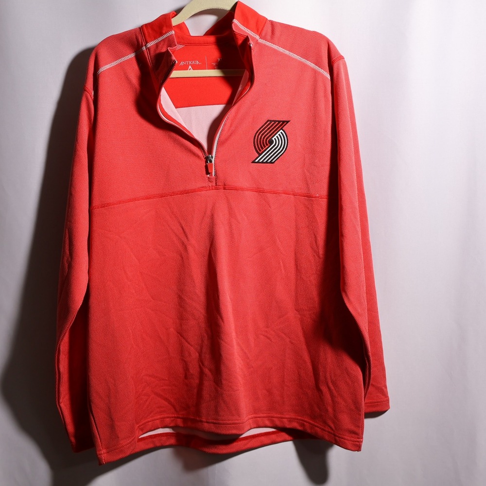 Antigua Mens Portland Trail Blazers‎ NBA 1/4 Zip Pullover Jacket Red XL 104117